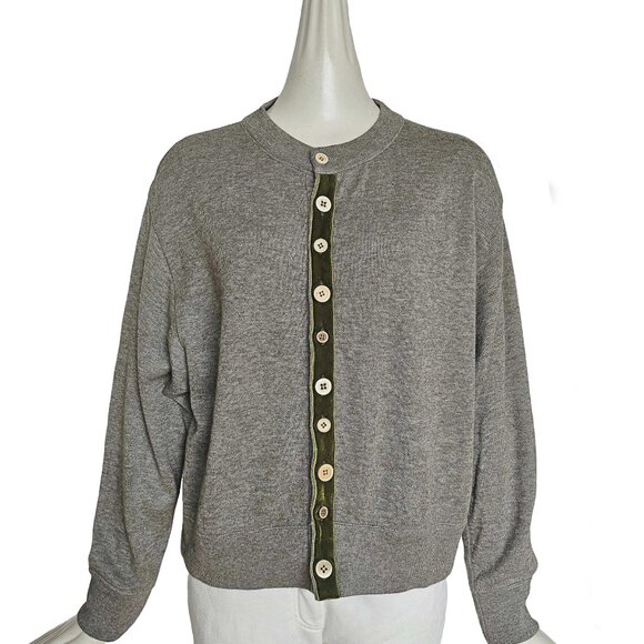 45R GREY RIBBON TRIMMED CARDIGAN (ONE SIZE - Picture 1 of 8